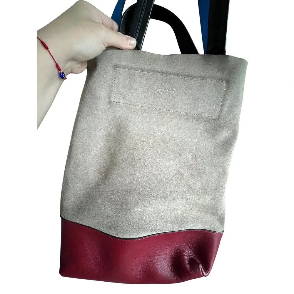 Rag & Bone Walker Convertible‎ Tote Bag Suede Leather Red Bottom